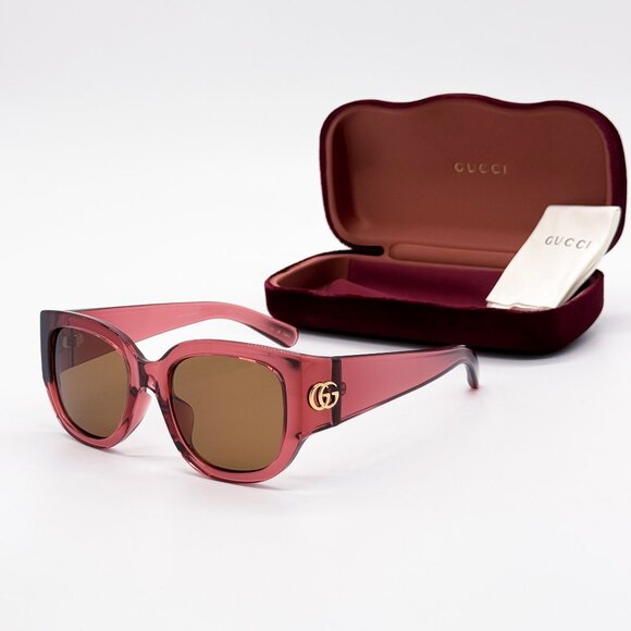 NEW GUCCI SUNGLASSES WOMEN RED ROUND GUCCI GG1599SA 003 - Picture 1 of 11